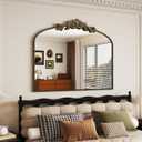 Vintage Wall Mirror, 30"x36" Arched Mirror for Vanity, Antique Decorative Mirrors with Carved Metal Frame for Bedroom, Living Room, Entryway, Fireplace, Hallway, Bronze