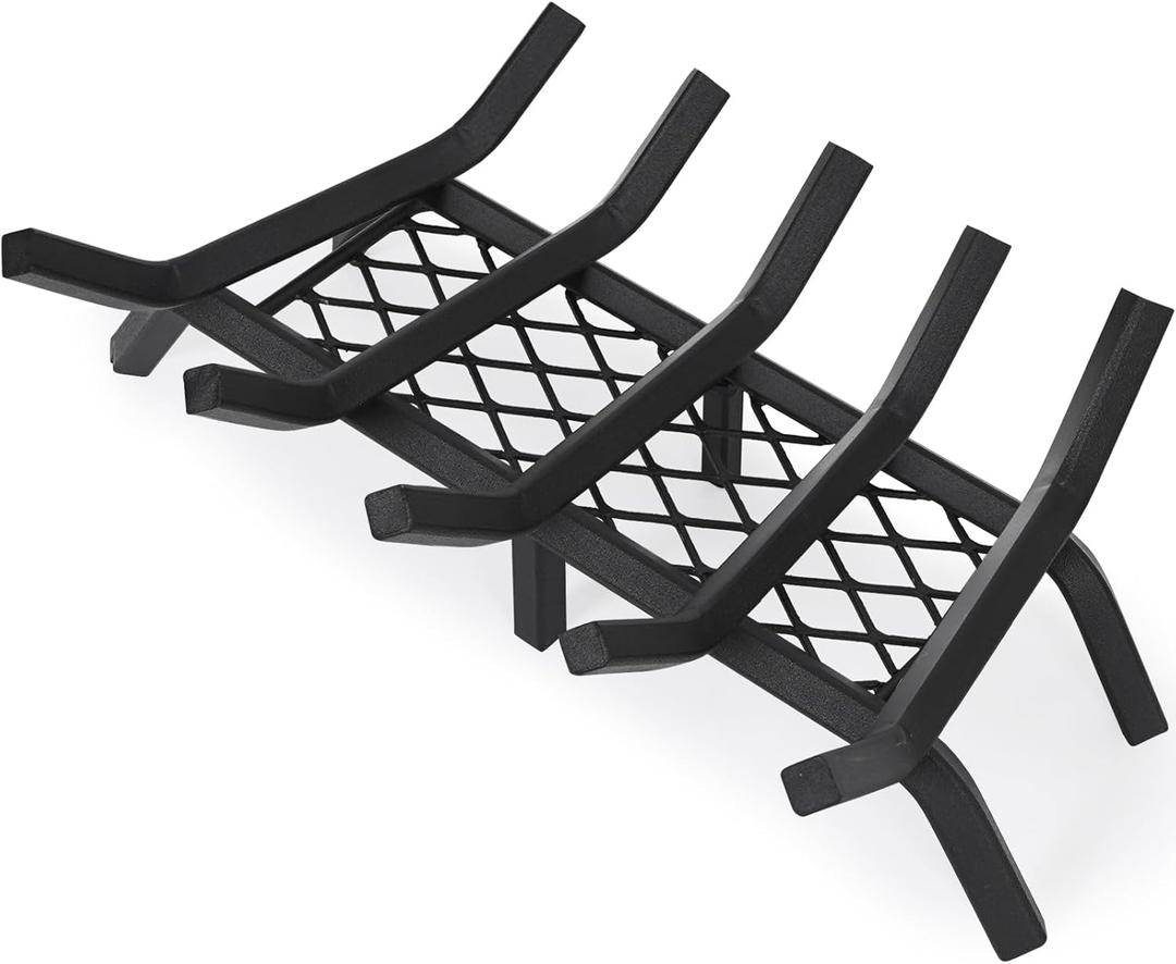 G GOOD GAIN Fireplace Grate with Ember Retainer, 20" Heavy Duty Steel Indoor, Chimney Hearth Wood Stove Burning Rack Holder,1/2 Bar Fire Place Asseccories for Outdoor, Fire Pits, Camping.