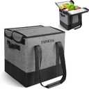 Reusable Insulated Grocery Bags Collapsible Grocery Tote Bags for Shopping Wear Resistant Heavy Duty Foldable Cooler Grocery Bags for Frozen and Hot Food Camping Bags (Grey-1 Pack)