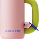 BaWang Insulated Stainless Steel Tumbler | Tumbler with Handle and Straw 33oz | Cup Holder Friendly for Travel | Leakproof Water Bottle | BPA-Free | 316 stainless steel liner| pinkgreen