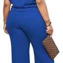 PINSV Lounge Sets for Women Plus Size 2 Piece Outfits Baggy Short Sleeve Top Pants Tracksuits (Blue), 1XL