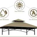 Grill Gazebo Replacement Top, 5 * 8 Outdoor BBQ Top Cover, Double Layer BBQ Gazebo Top Canopy for Model #L-GG001PST-F (Khaki)