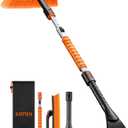 AstroAI 47.2" Ice Scrapers for Car Windshield and Extendable Snow Brush with Foam Grip and 360 Pivoting Brush Head for Auto Car Truck and SUV(Orange)