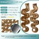 Tape in Hair Extensions Human Hair Balayage Blonde Curly Wavy Tape in Extensions Strawberry Blonde Highlighted 613 Blonde 16 Inch Seamless Invisible Skin Weft 30G for Wedding 20Pcs