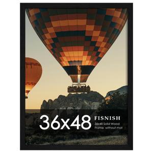 Fisnish 36x48 Solid Wood Picture Frame, Wall Mount, Black Woodgrain, 1 Pack