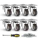 HOLKIE 1 inch Small Caster Wheels for Furniture Low Profile Casters Set of 8 Perfect Wheels for Small Project,Nightstand,Side Table (No Brake)