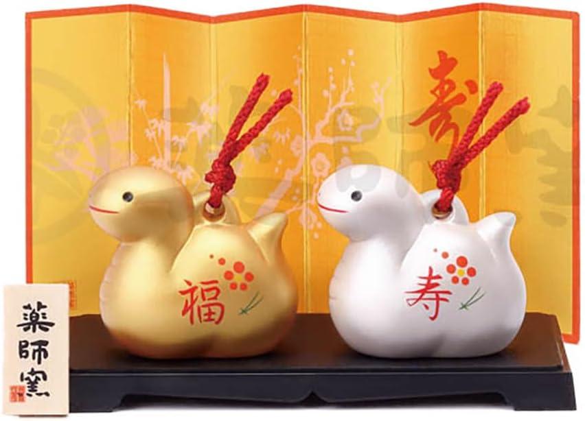 69 Cute Gold and Silver Bell Design Snakes 2025 Japanese Zodiac Pottery Room Ornament. for Happy New Year! Snake Figurine Ornament Decor