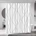 Grey Shadow Shower Curtain for Bathroom with Hooks, Shower Curtain Set Stripe Bath Curtains Decor White Shower Curtains Weighted Hem Washable, 72 x 72