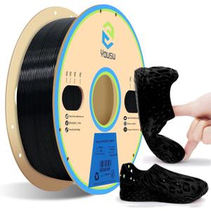 YOUSU TPU Filament 1.75mm,TPU95A Flexible Filament, Soft 3D Printer Filament, 3D Printing Filament TPU Black,1kg Spool (2.2 lbs)