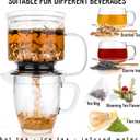 Glass Tea Infuser Loose Leaf Brewer Cup with Lid Premium Glass Steeper for Loose Leaf with Coaster | Easy Brew & Clean, BPA-Free, Innovation Smart Tea Maker for Daily Brewing | 17oz
