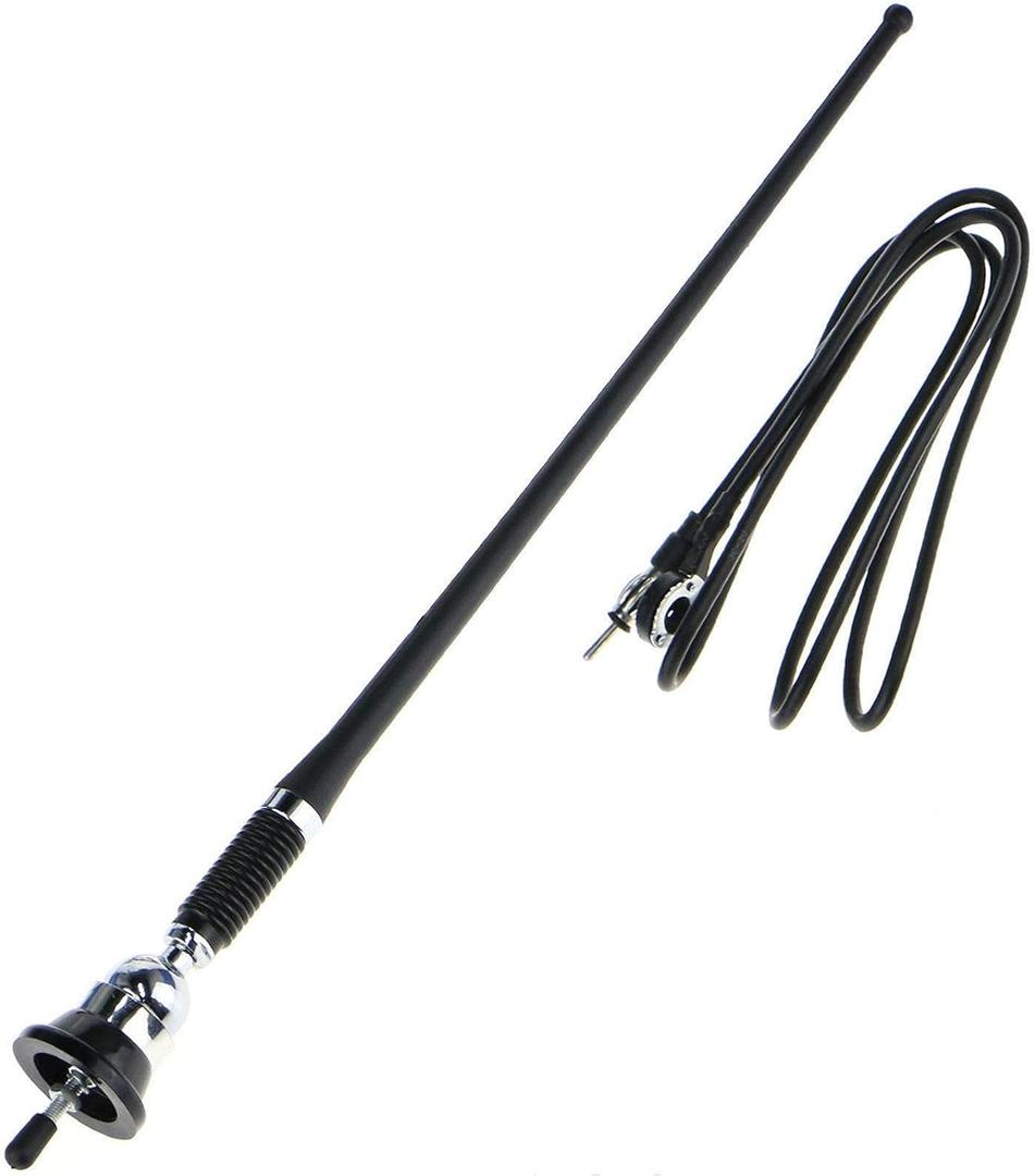 NC 16.9 Inch Car FM AM Radio Antenna, Flexible Mast Radio FMAM Antenna Universal Car Stereo Auto Roof Fender Radio AM FM Wing Mount Signal Aerial Antenna with Antenna Extension Cable