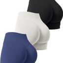 3 Pack Workout Gym Shorts Women Scrunch Butt Lifting Seamless High Waist Yoga Booty Shorts for Women (Small, Black+grey+navy (Size Up for Comfort!))
