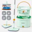 Spin Mop and Bucket Set, Detachable Inner Bucket with Separate Dirty Water System, Deep-Cleaning Mops for Floor/Wall Cleaning with Triangular Head & 4 Microfiber Pads