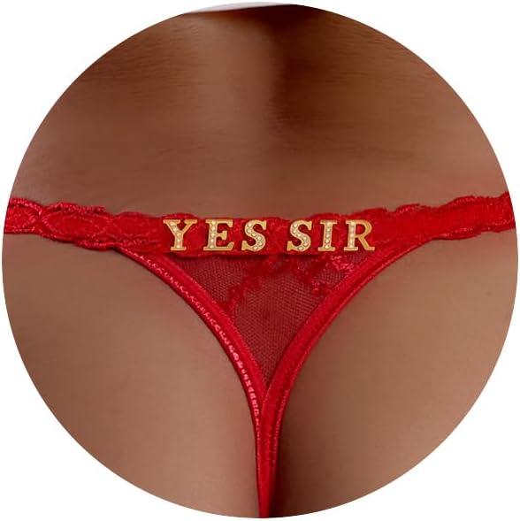 Sexy Underwear for Women Lace Panties Sexy Thong with Funny Rhinestone Letters for Couple Gifts (XL)