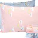 Salt Earth 100% Cotton 210TC Kids Bedsheet, Twin Fitted Sheet, Toddler Bed, 4-Piece Set  2 Fitted Sheets & 2 Pillowcases, Themed Toddler Bed Sheets, Cute Kids Bedding (Unicorn/Rainbow)