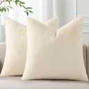 Pallene Faux Fur Plush Throw Pillow Covers 20x20 Set of 2, Soft Fluffy Couch Pillow Covers for Living Room, Beige