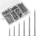 Wensilon 430pcs Stainless Steel 304 Nails Kit, Hanging Nails Kit, Wall Nails Kit, Dowels Kit, Long Nails Kit