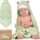 KeaBabies Hooded Baby Towel for Newborn - Viscose Derived from Bamboo Large Baby Bath Towels with Hood for Boys, Girls, Toddler, Extra Absorbent & Soft Newborn Bath Essentials (Frog) (Regular 35x35)