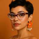 2SeeLife Premium Cat Eye Reading Glasses for Women – Narrow–Medium Fit, Sturdy Frame, Spring Hinges, Stylish Funky Readers, Brown Stripes, +2.75