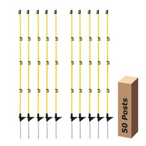 Electric Fence Posts 46 Inches, Fiberglass Step in Temporary Electric Fence Posts for Cows, Sheep, Dog, Portable Fence Stakes for Electric Fencing-50 PCS