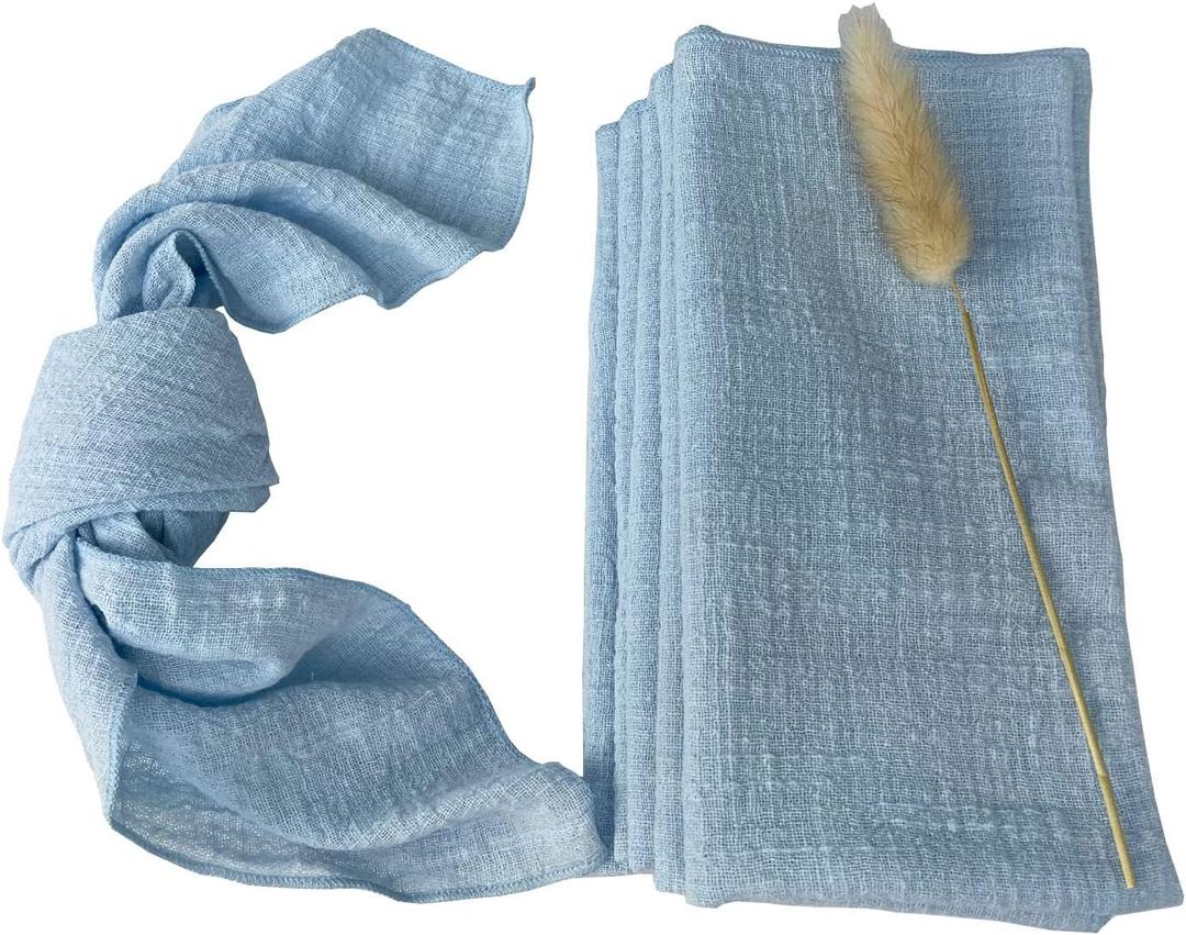 EHLDekol Cheesecloth Gauze Cloth Napkins 6 Pack 16x16 Inches 100% Natural Soft Cotton Weddings Decorative Parties Family Everyday Use Bulk Linen Dinner Napkins (Baby Blue, 6 Pack)