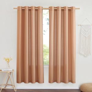 NICETOWN Thick Linen Burlap Terracotta Curtains, Privacy Curtains That Let Light in Window Treatments Linen Blend Drapes for Living Room/Girls Bedroom, W55 x L72, 2 Panels