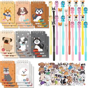 LiYiQ 148 Pcs Dog Party Favors Return Gifts Bulk Dog Paw Mini Notebooks Pens Stickers Set for Dog Themed Birthday Party Supplies Classroom Reward Gift Prizes Goodie Bags Stuffers
