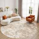 6ft Round Area Rug - 6X6 Abstract Washable Large Soft Foldable Non Slip Rug Neutral Modern Low Pile Carpet for Living Room Bedroom Nursery Dining Room Farmhouse Home Office Indoor - Brown