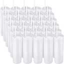 Potchen 30 Pcs 16 oz Skinny Tumblers with Lids and Straws Bulk, White