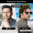 Reading Glasses Men Photochromic Blue Light Blocking Readers Wide Frame Style Metal Frame Tinted Eyeglasses PT2407