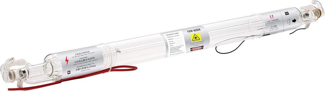 TEN-HIGH 40W CO2 Laser Tube 700mm D50mm, Wires Preconnected with Coating, for Laser Cutter Laser Engraving Cutting Machine