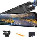 CAMECHO 9.66" Mirror Dash Cam Rear View Mirror Camera Front and Rear 1080P Backup Camera with 64GB Card, Touch Screen Dual Front and Rear Camera/Night Vision/G-Sensor/Parking Monitor/Loop Recording