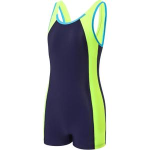 J.E Sterguard Athletic Girls' One Piece Swimsuits Girls Bathing Suits Pro for Practice Black Girl Swimsuit Size 6-16 1880-HP (Blue)