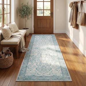 GRANNY SAYS Rug Runners for Hallways Non Slip, Washable Runner Rug for Kitchen Floor, Carpet Runner for Entryway, Laundry Room, Indoor, 2x8 Long Kitchen Rugs with Rubber Backing, Vintage Rug, Blue