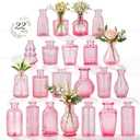 RUCKAE 22 Pack Pink Small Vases Glass Mini Bud Vase in Bulk Vintage Pink Flower Vases for Wedding,Centerpieces Home Decor and Party