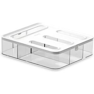 Food Storage Bag Organizer, 4 Slot Plastic Sandwich Bag Organizer for Kitchen Storage, Baggie Organizer for Drawer with Labels Included, Gallon, Quart, Sandwich, Snack, and Slider Bags (White/Clear)