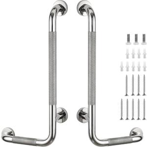 L-Shaped Grab Bars for Shower, 24 x 12 Inch, Stainless Steel, Right&Left