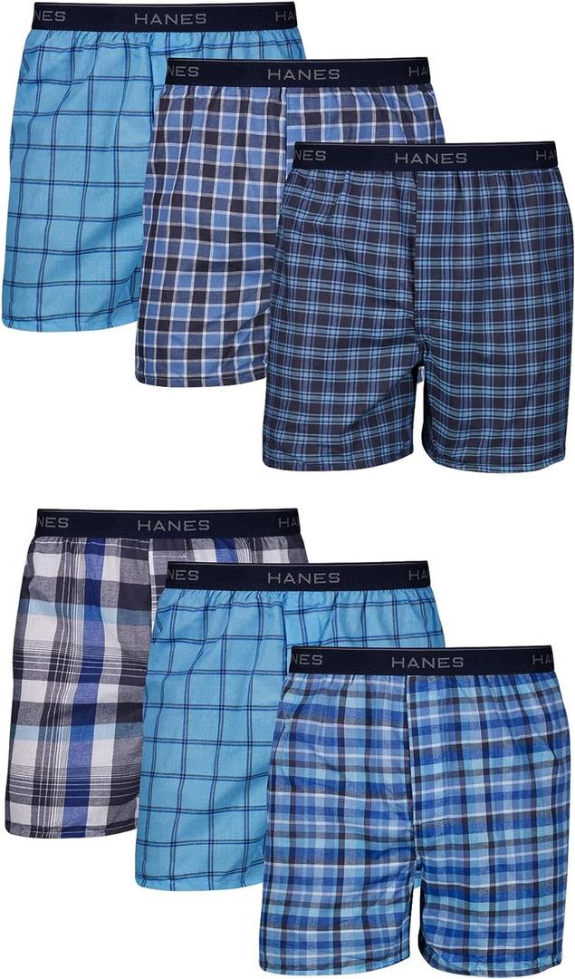 Hanes Men's Tagless Boxer Underwear, Exposed Waistband (Medium), 6 Pack 