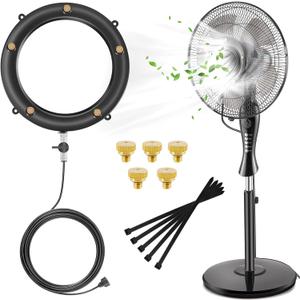 Fan Misters for Outside Patio, Upgraded Mister Kit with 19.69FT (6M) Water Supply Line + 5 Brass Mist Nozzles + Misting Control Valve, Fan Accessories for Patio Backyard BreezeFan Not Included)