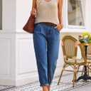 EVALESS Women's High Waisted Baggy Boyfriend Barrel Jeans (Blue, Size 8)