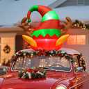 Soulchen 4 ft Inflatable Christmas Car Decoration Elf Car Roof Outdoor Decoration Christmas Blow up Elf Hat Yard Decor with Built-in LEDs for Xmas Holiday The Top of Truck Decor