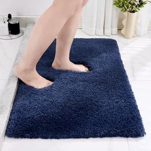 Disolla Small Bathroom Rugs 17x24 Non Slip Navy Fluffy Bath Mat for Bathroom Floor Machine Washable Plush Luxury Bath Rug for Tub Soft Shaggy Absorbent Shower Mat