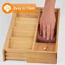 Bamboo Kitchen Drawer Organizer, Expandable Silverware Organizer, Utensil Holder, Cutlery Tray Spoon Flatware Storage with Drawer Dividers