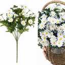Artificial Daisies Flowers, 14.5 inch White Faux Little Daisy Bouquet, Floral Arrangement for Home Party Wedding Office Store Decor
