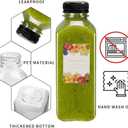 YULEER Plastic Juice Bottles with Caps 12PCS 12OZ Reusable Juice Bottles with Leakproof Lids, Brush, Funnel & Labels Clear Juice Containers for Juicing, Smoothies and Homemade Beverages