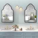 20"x32" Irregular Medicine Cabinet with Mirror, Recessed or Surface Mount Black Arched Medicine Cabinet for Bathroom, Artistic Decorative Mirror with Storage, Full Metal, Easy Installation