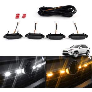 Autorder LED Grille Lights for Toyota RAV4 2025 2024 2023 2022 2021 2020 2019 Accessories Front Warning Bulbs with Amber Light and White Light 4PCS (Not Fit for Adventure/RAV4 PHEV)