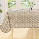 Smiry Rectangle Table Cloth, Waterproof Vinyl Tablecloths with Flannel Backing, Wipeable Spillproof Plastic Table Cover for Dinner and Outdoor (Weave Patterns, 52" x 70")
