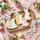 4pcs Large Easter Bunny Cookie Cutters, Easy-Press 3D Rabbit Molds, Raised Cookie Stamps for Holiday Baking, DIY Crafts & Decorating Fun (Bunny)