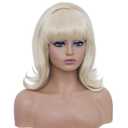 Rugelyss Short Blonde Wig with Bang Retro Bouffant Beehive Wigs fits 80s Costume or Halloween Party